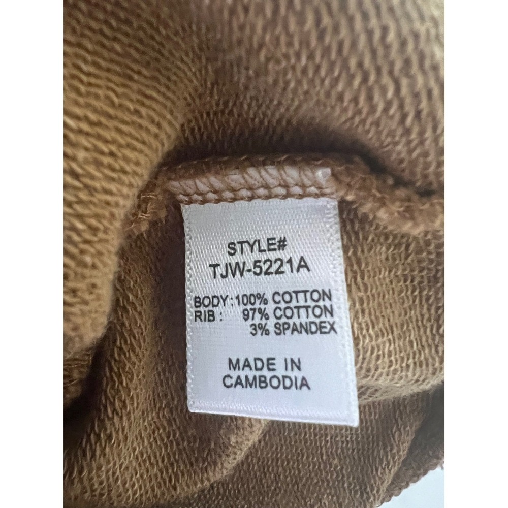 Zenana Acid Wash Zip Up Hoodie Mustard Tan Raw Edge Oversized L/XL TJW-5221A - Picture 5 of 9